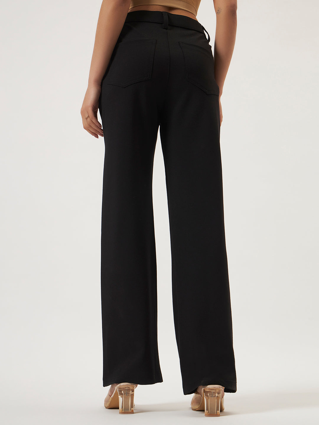 FLEXI STRAIGHT FIT PANTS - BLACK