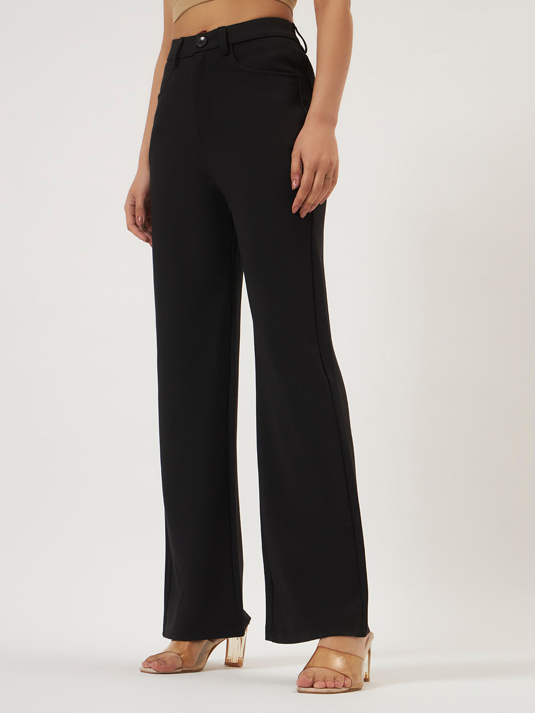 FLEXI STRAIGHT FIT PANTS - BLACK