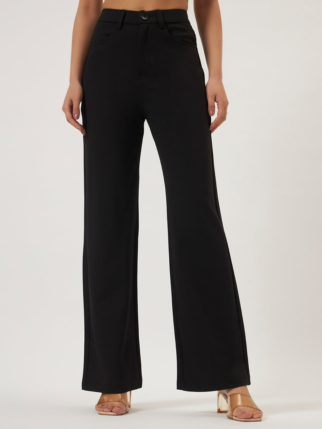 FLEXI STRAIGHT FIT PANTS - BLACK