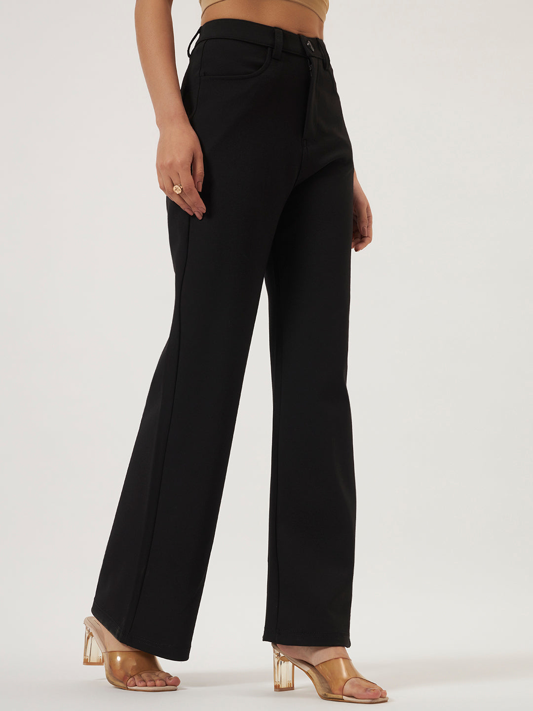 FLEXI STRAIGHT FIT PANTS - BLACK