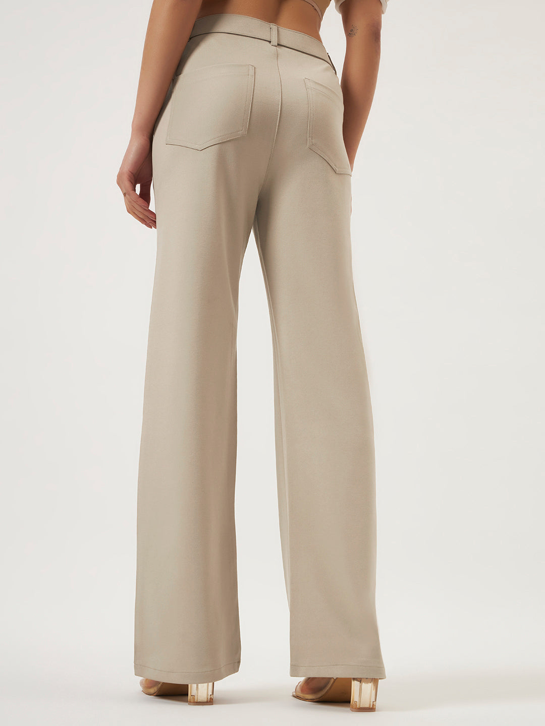 FLEXI STRAIGHT FIT PANTS - BEIGE