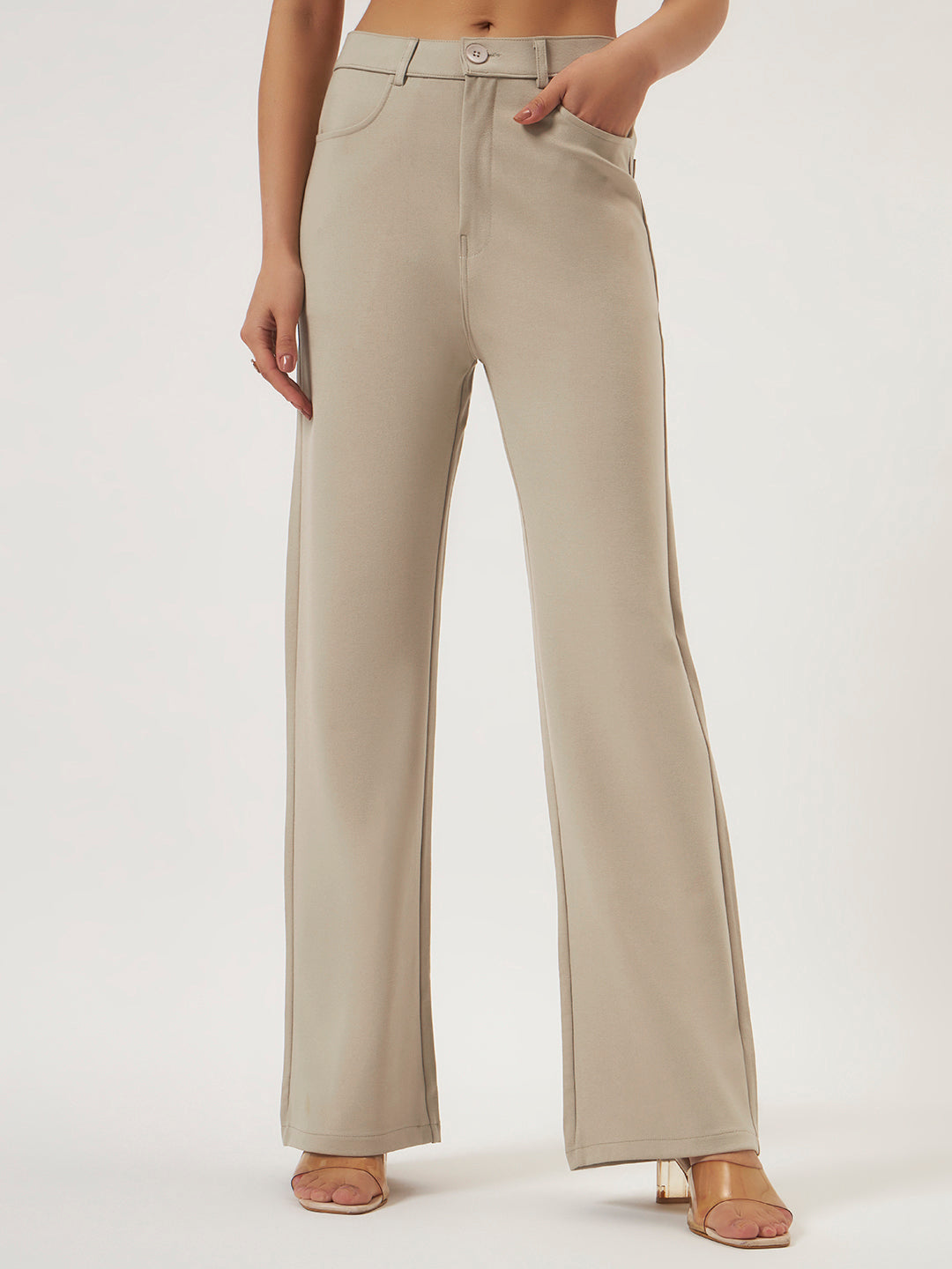 FLEXI STRAIGHT FIT PANTS - BEIGE