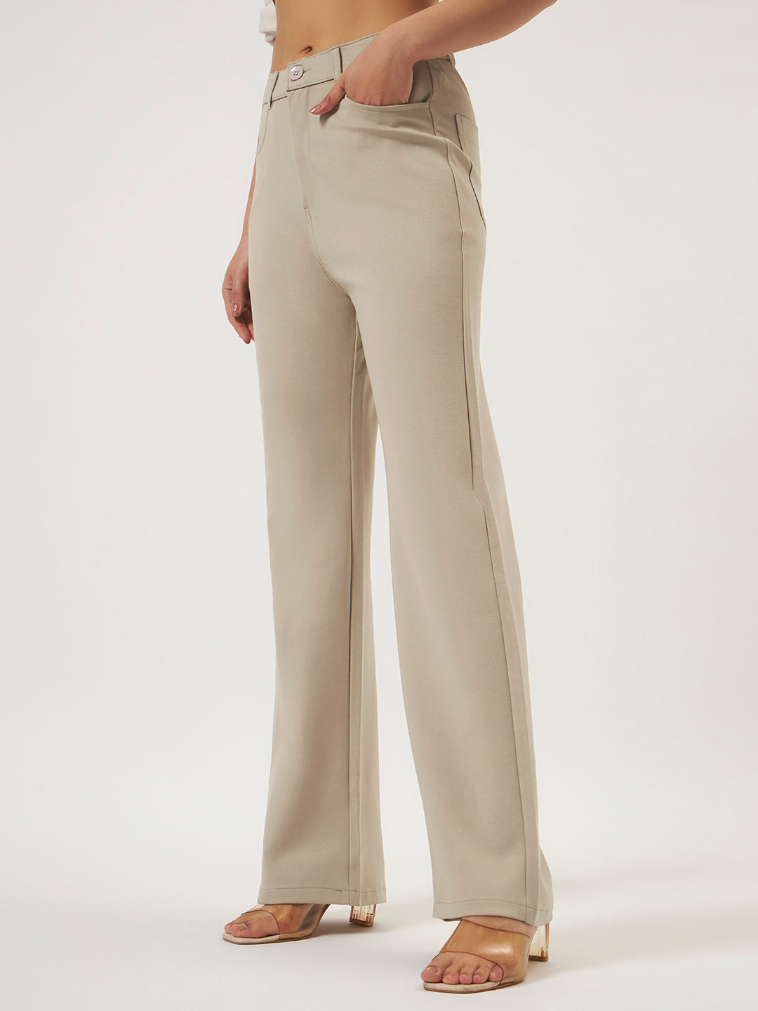FLEXI STRAIGHT FIT PANTS - BEIGE