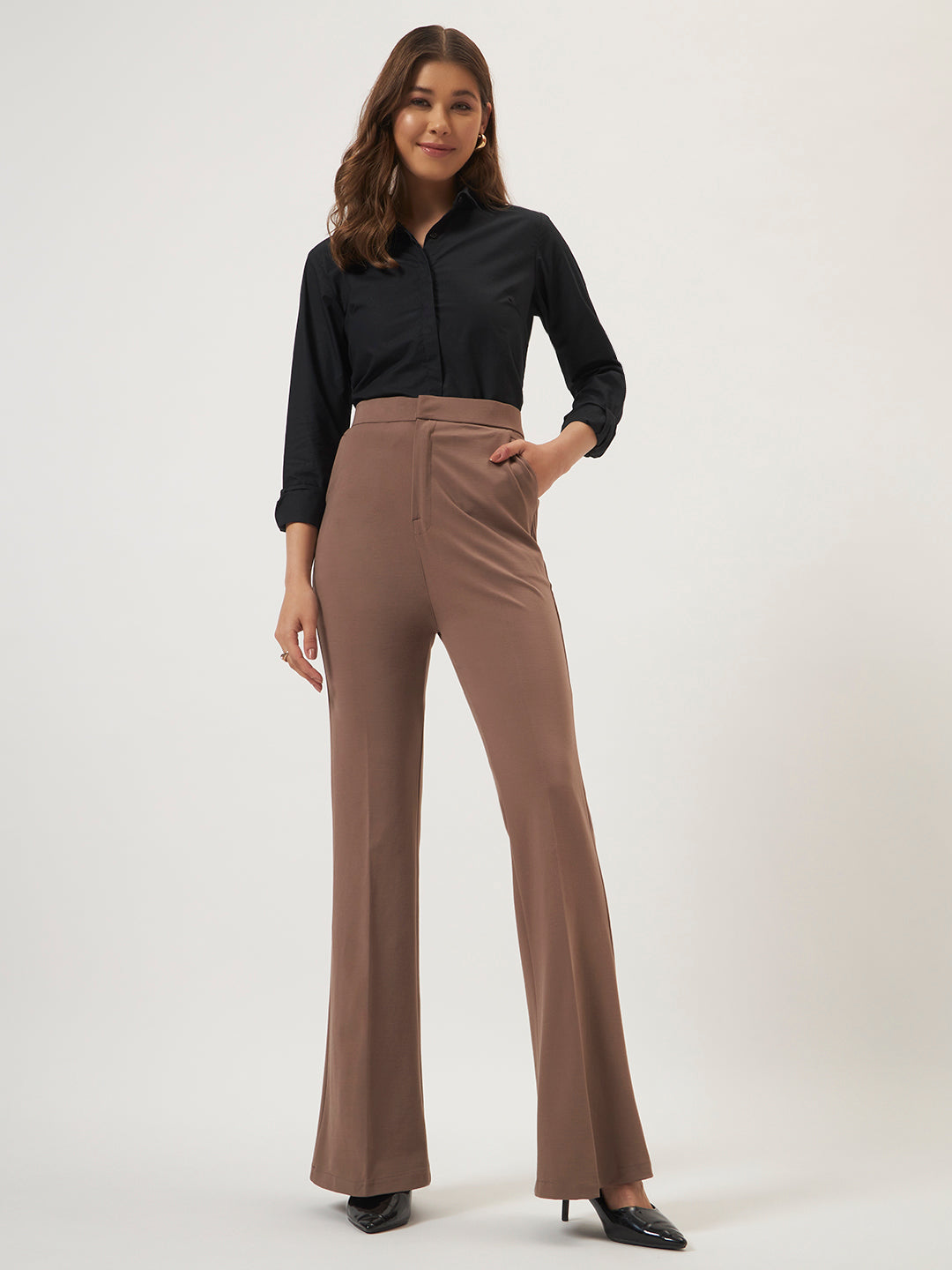 FLEXI FLARE PANTS ASH BROWN