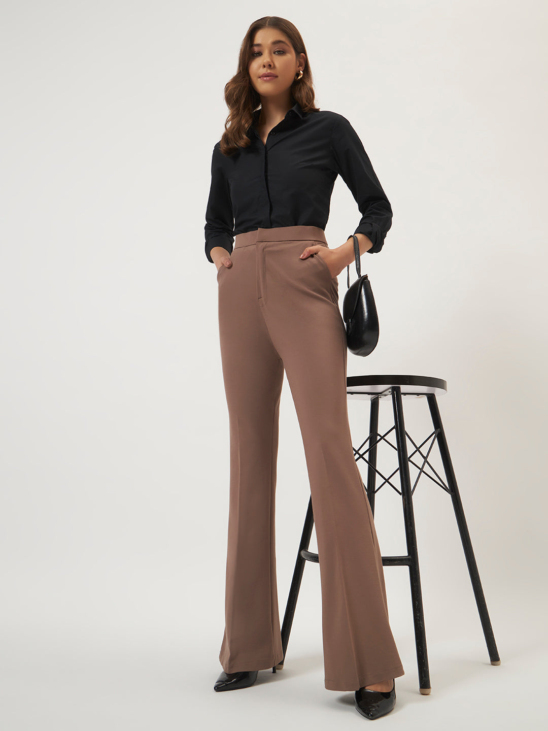 FLEXI FLARE PANTS ASH BROWN