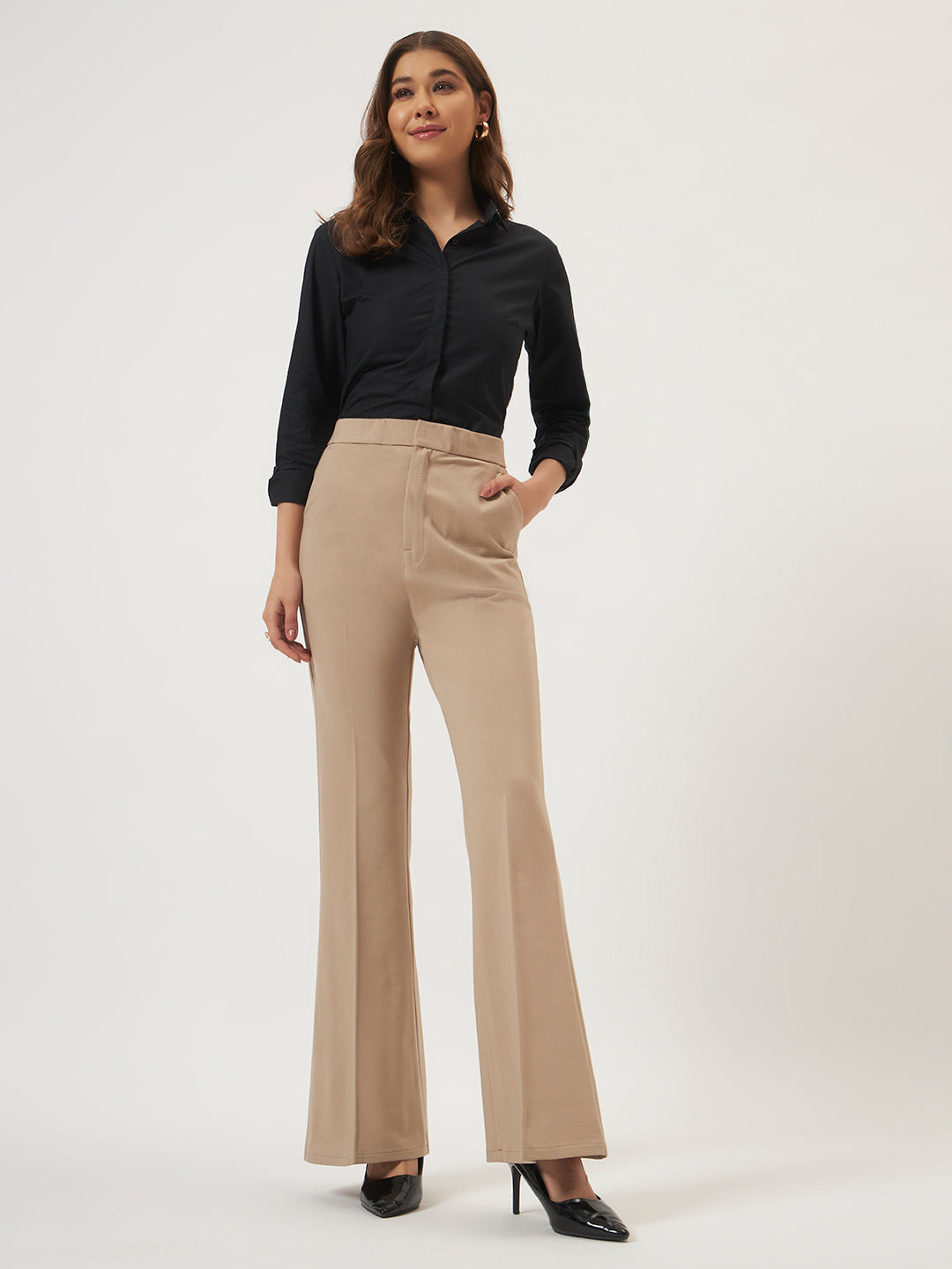 FLEXI FLARE PANTS WARM BEIGE