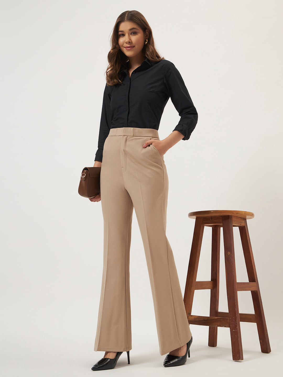 FLEXI FLARE PANTS WARM BEIGE