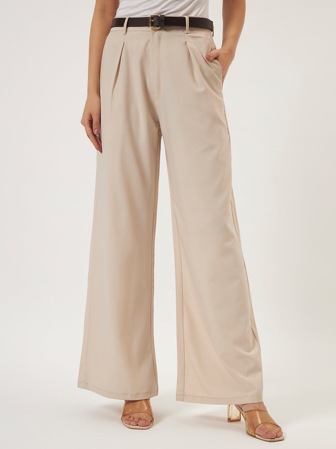 KOREAN PANTS WITH FREE BELT BEIGE