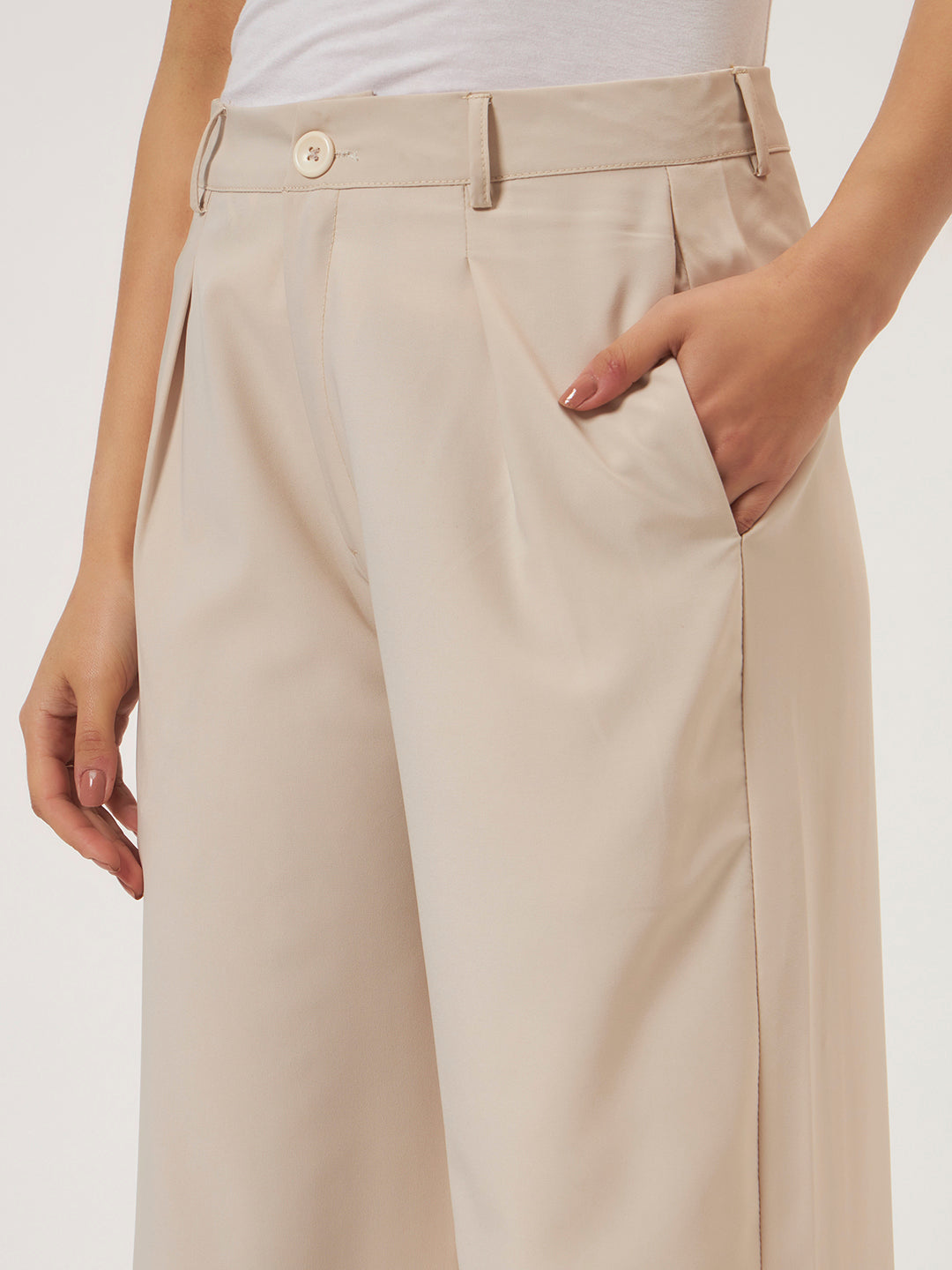 KOREAN PANTS WITH FREE BELT BEIGE