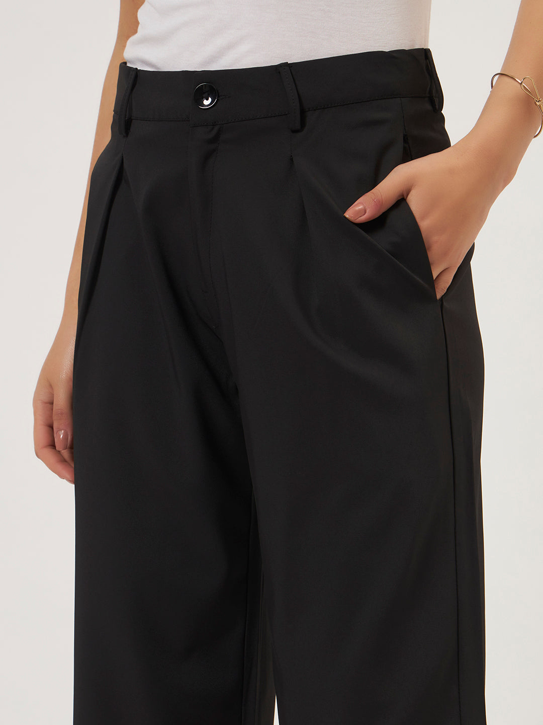 KOREAN PANTS WITH FREE BELT BLACK
