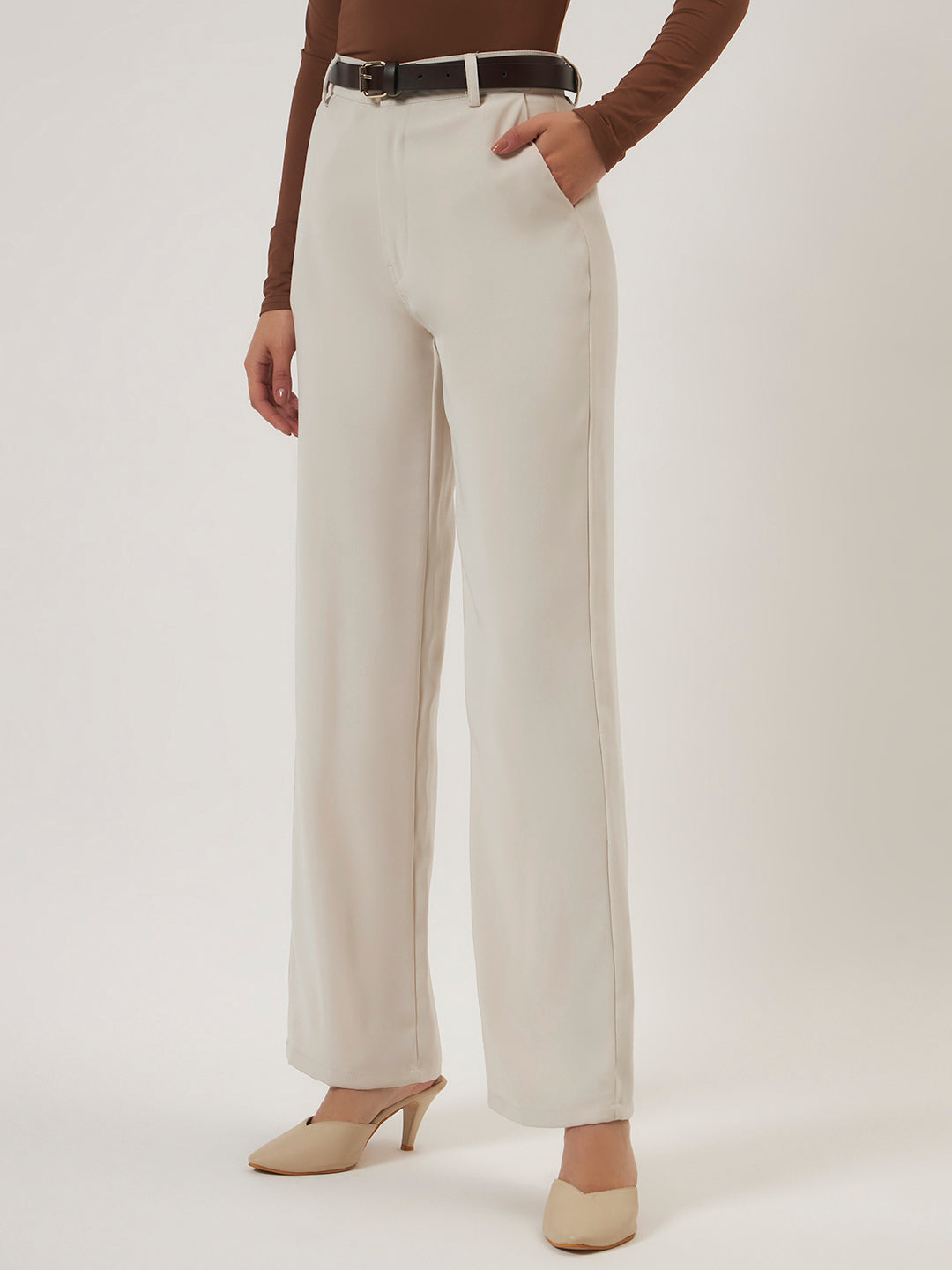 PINTERESTY JAPANESE TROUSER WITH BELT - BEIGE