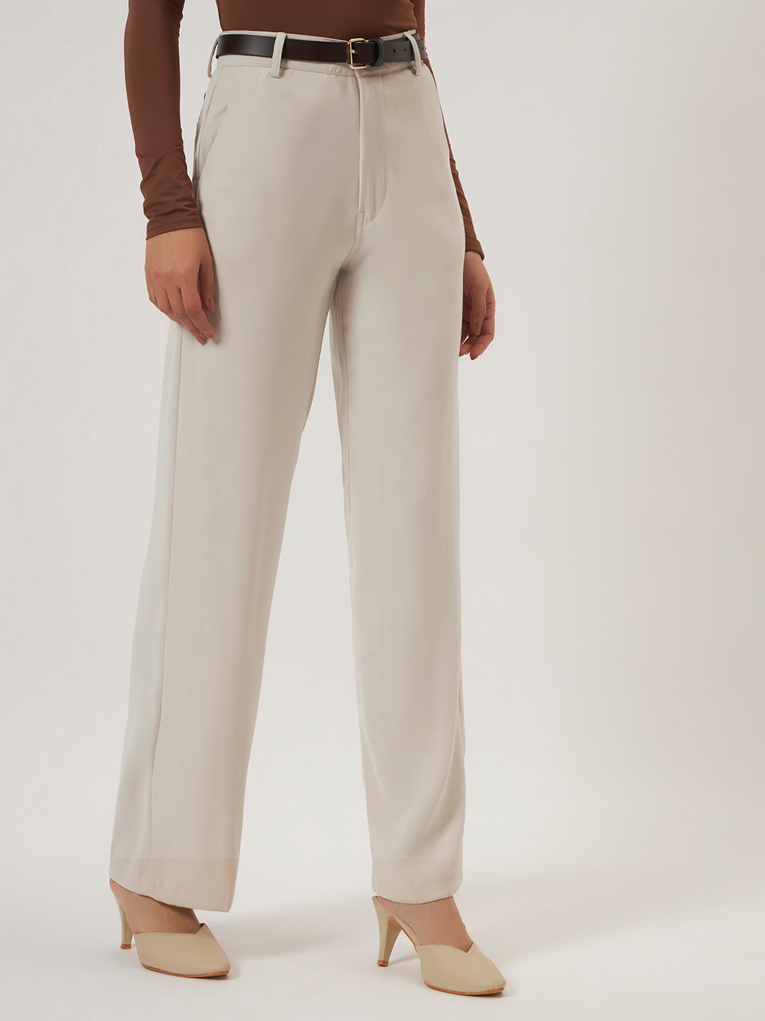 PINTERESTY JAPANESE TROUSER WITH BELT - BEIGE