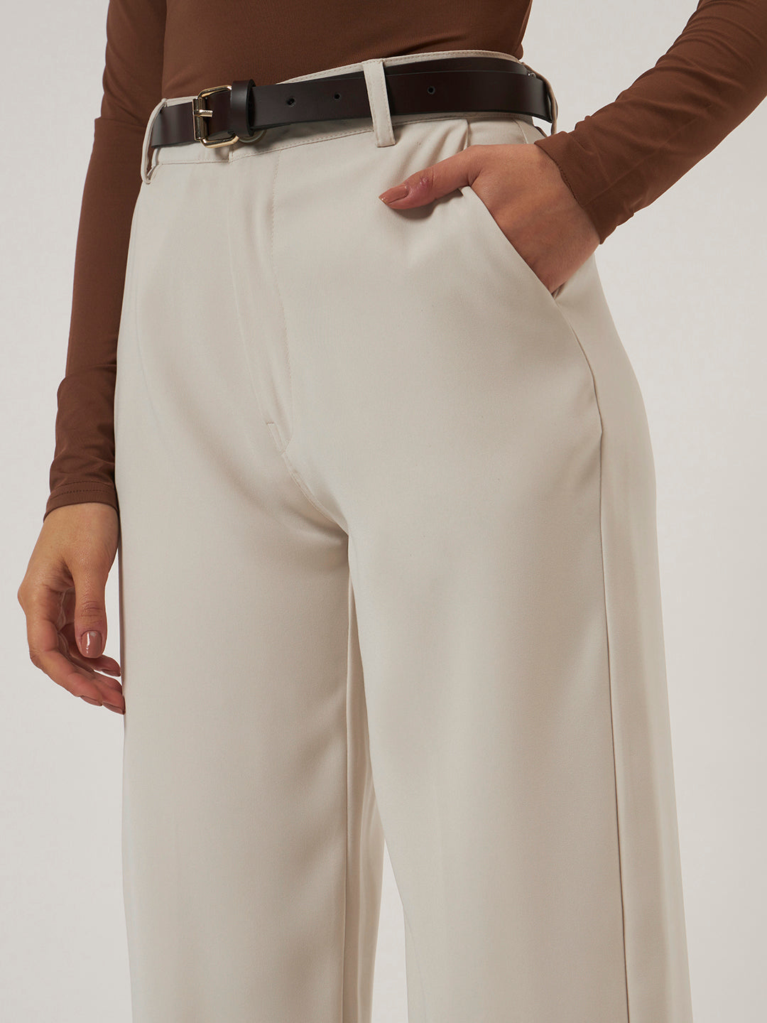 PINTERESTY JAPANESE TROUSER WITH BELT - BEIGE