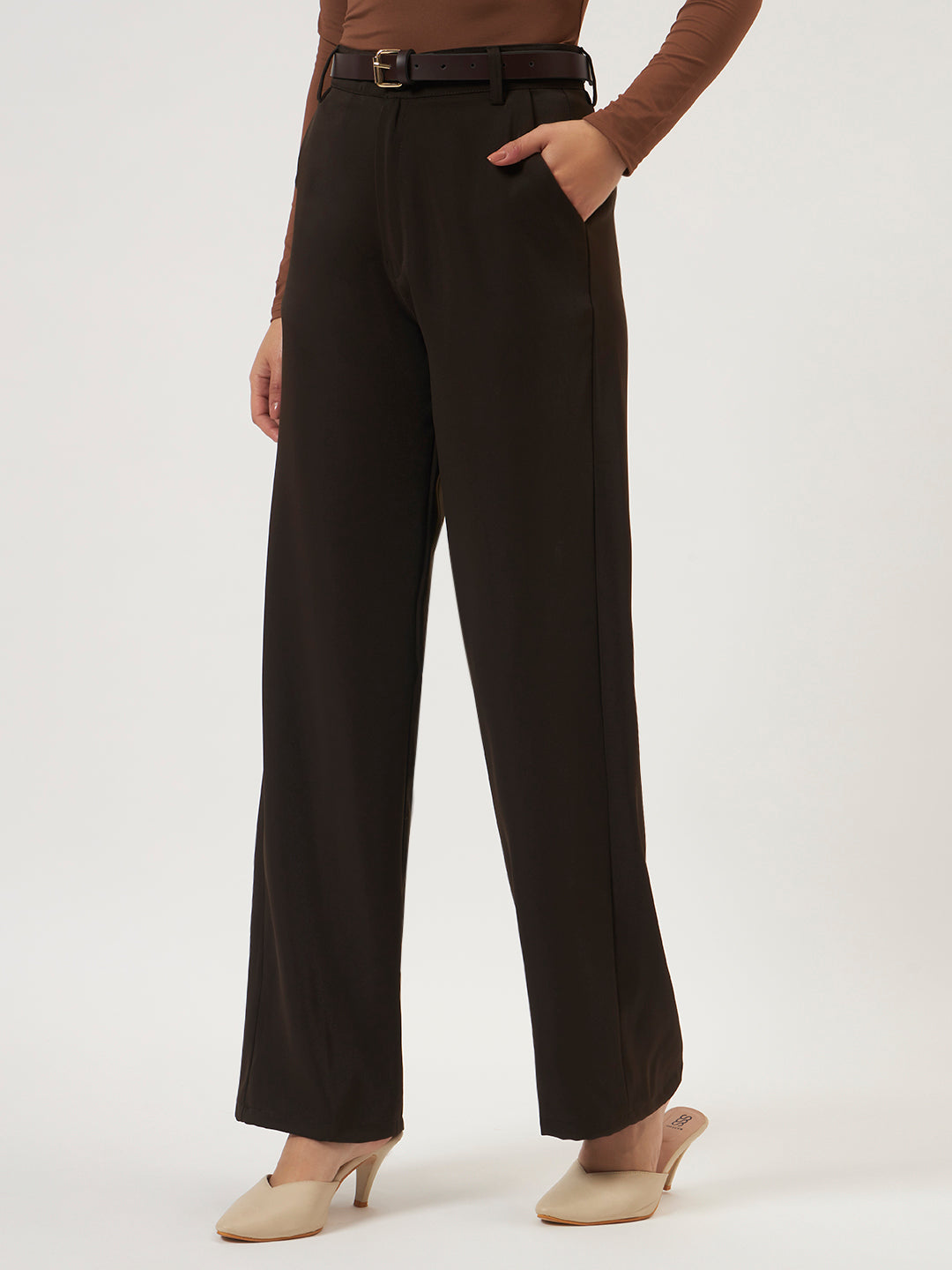 PINTERESTY JAPANESE TROUSER WITH BELT - DARK COFFEE