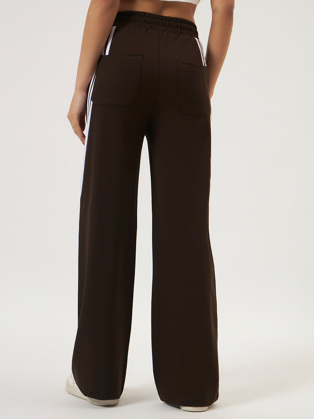 COTTON STRIPED TRACK PANTS DARK BROWN