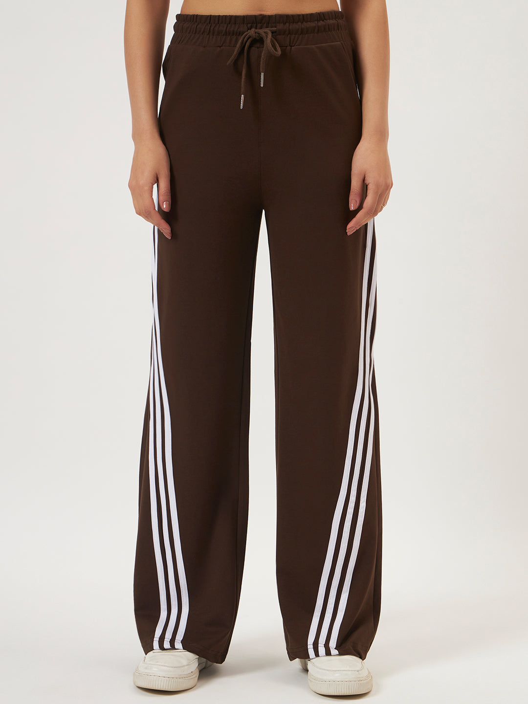 COTTON STRIPED TRACK PANTS DARK BROWN
