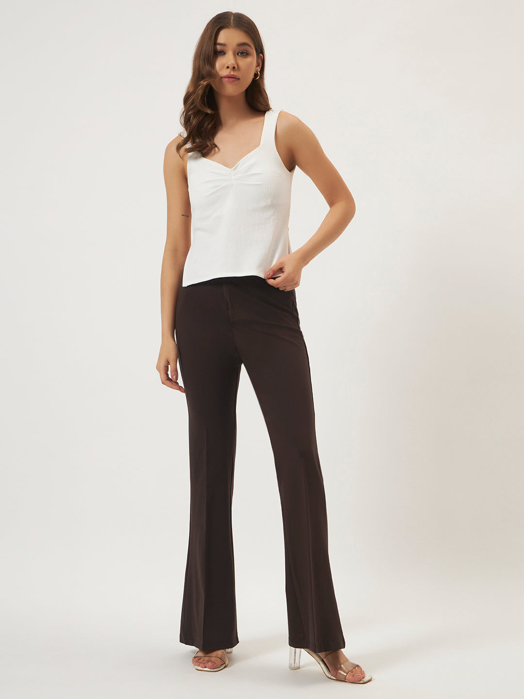 FLEXI FLARE PANTS DARK BROWN