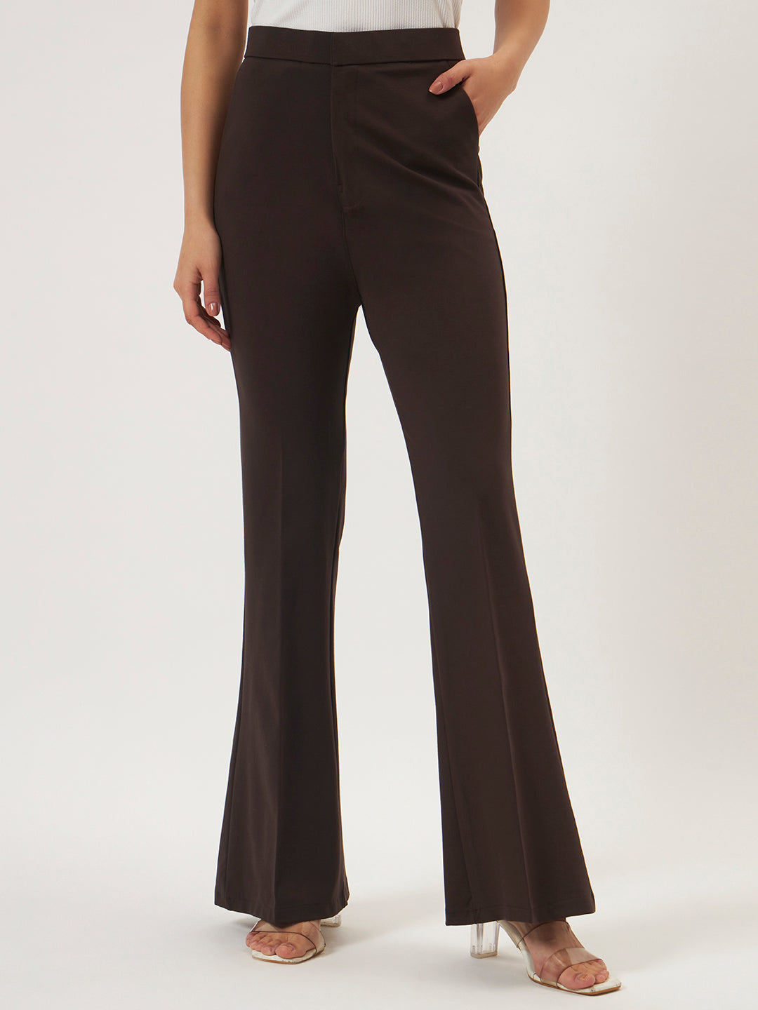 FLEXI FLARE PANTS DARK BROWN