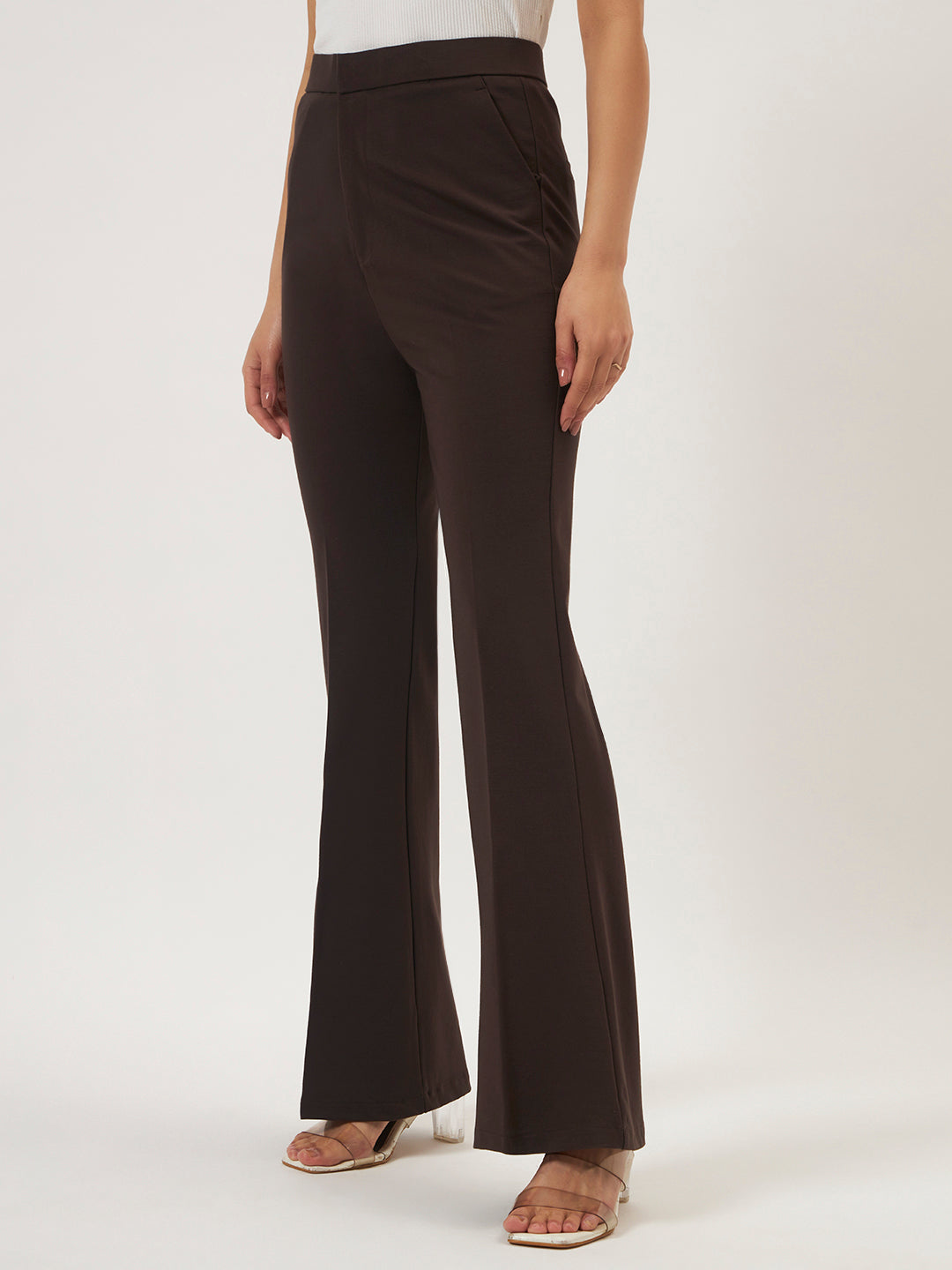FLEXI FLARE PANTS DARK BROWN