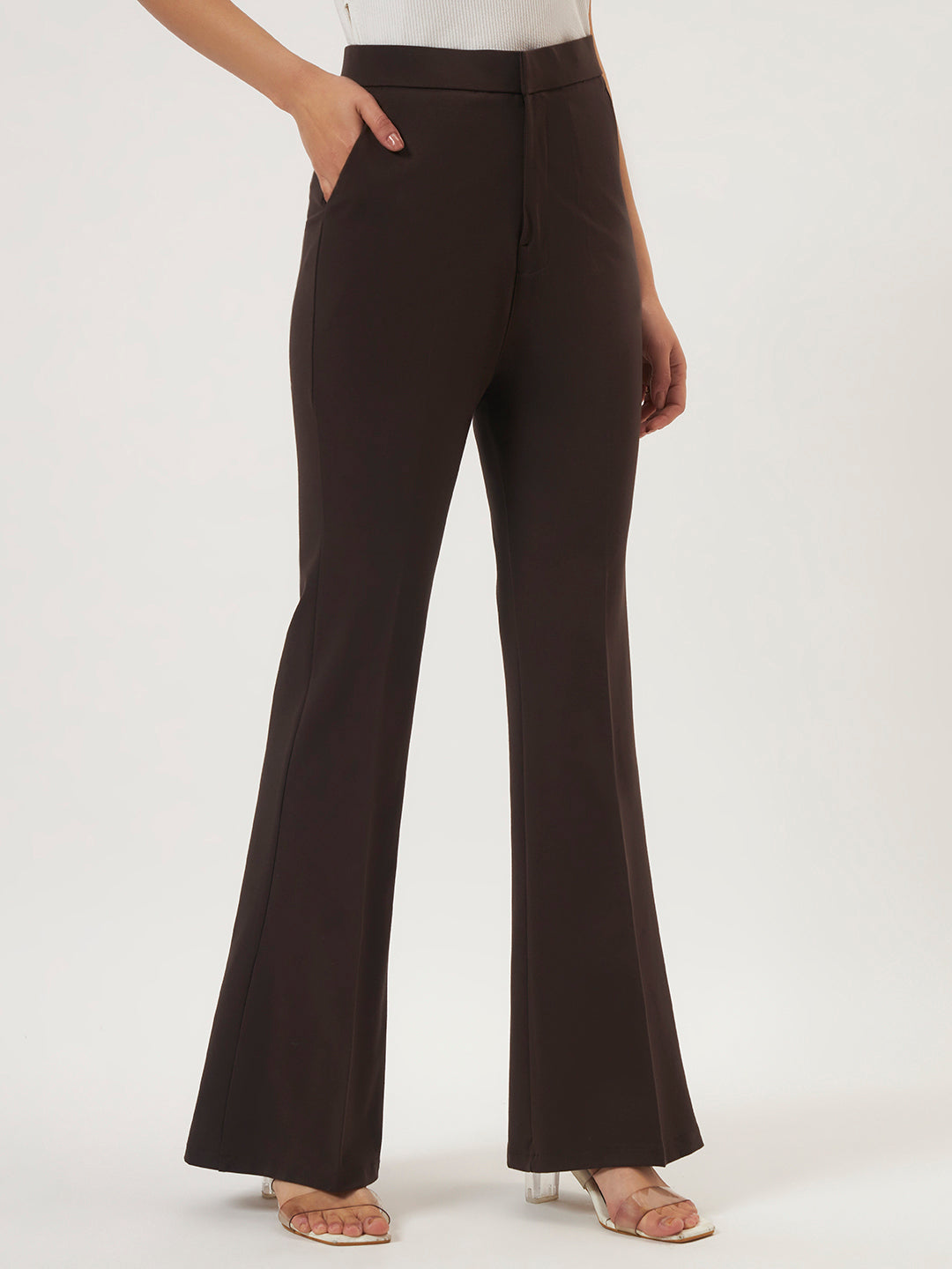 FLEXI FLARE PANTS DARK BROWN
