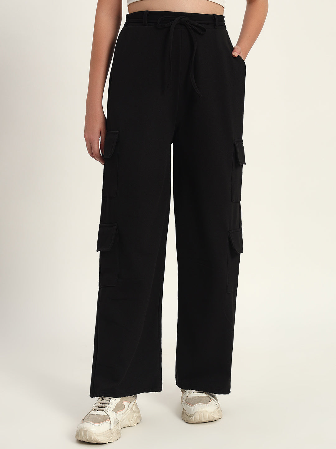 New Drawstring Baggy Cargo Black