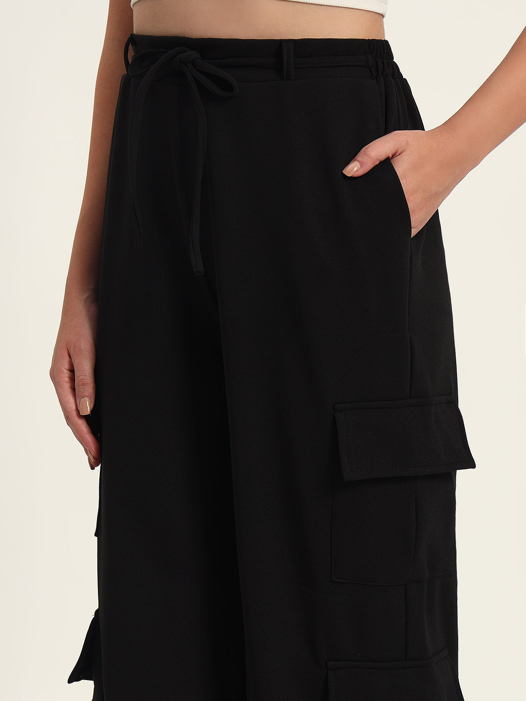 New Drawstring Baggy Cargo Black