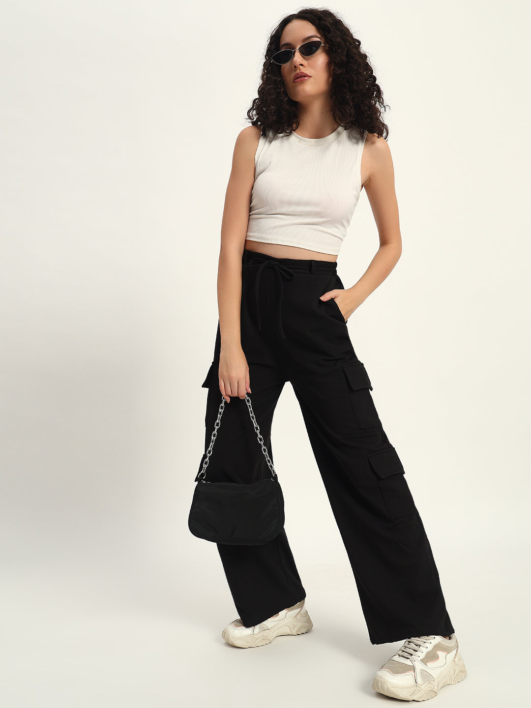 New Drawstring Baggy Cargo Black