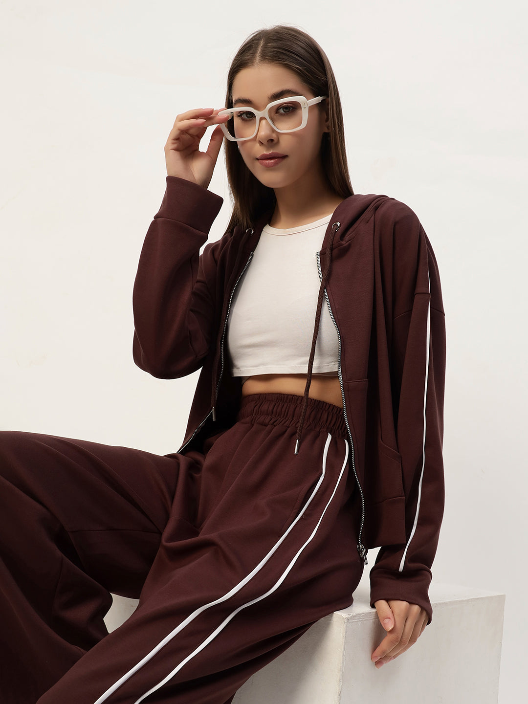 COMFY STREET CO ORD SET COFFEE BROWN