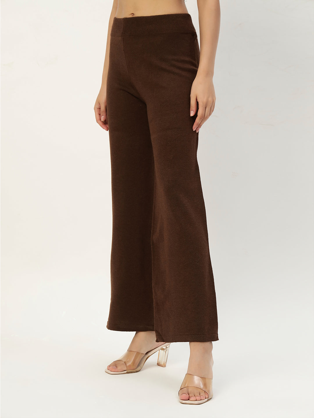 STRIPED WOOLEN COORD SET BROWN