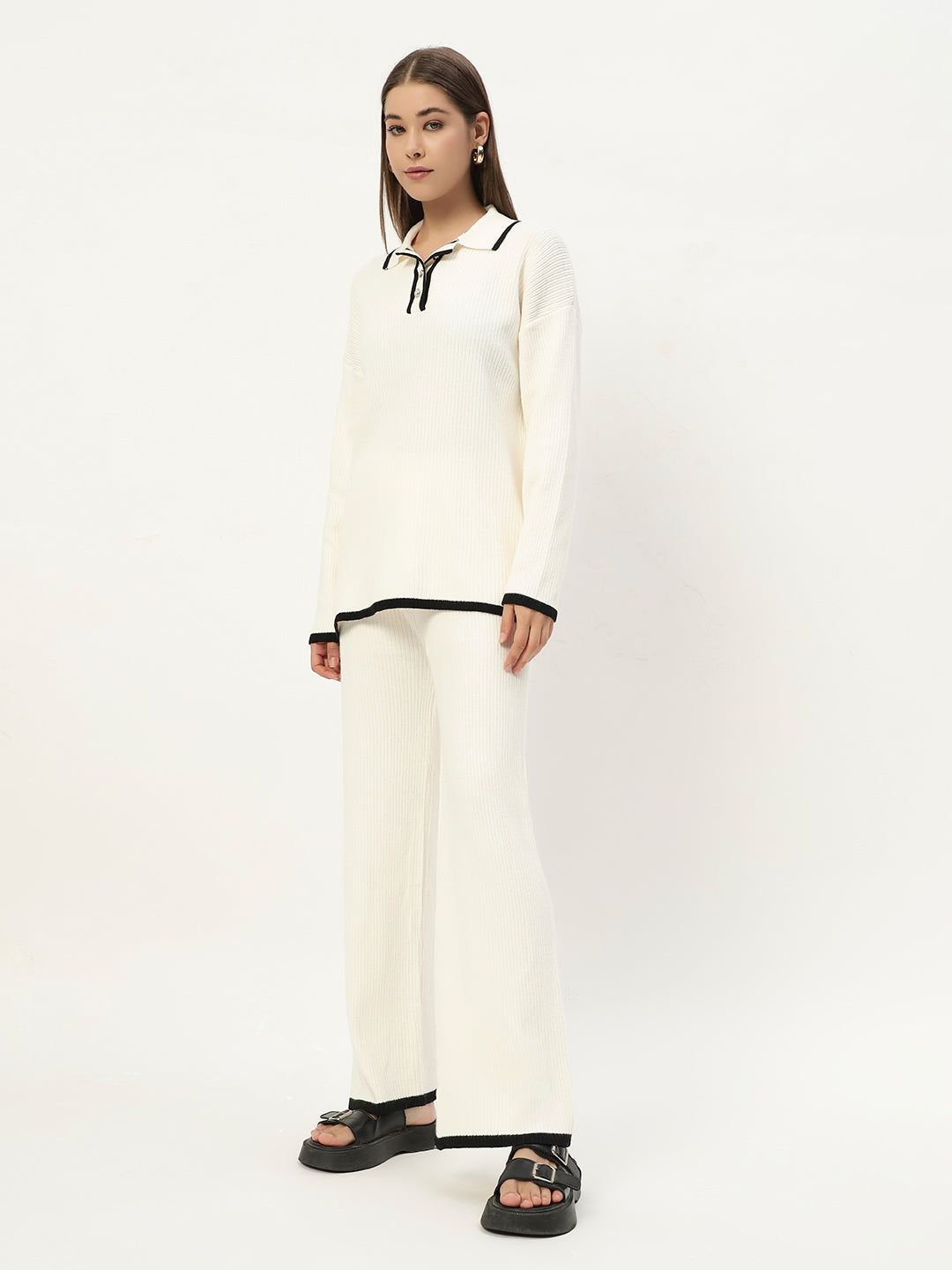 URBAN WOOLEN COORD SET WHITE