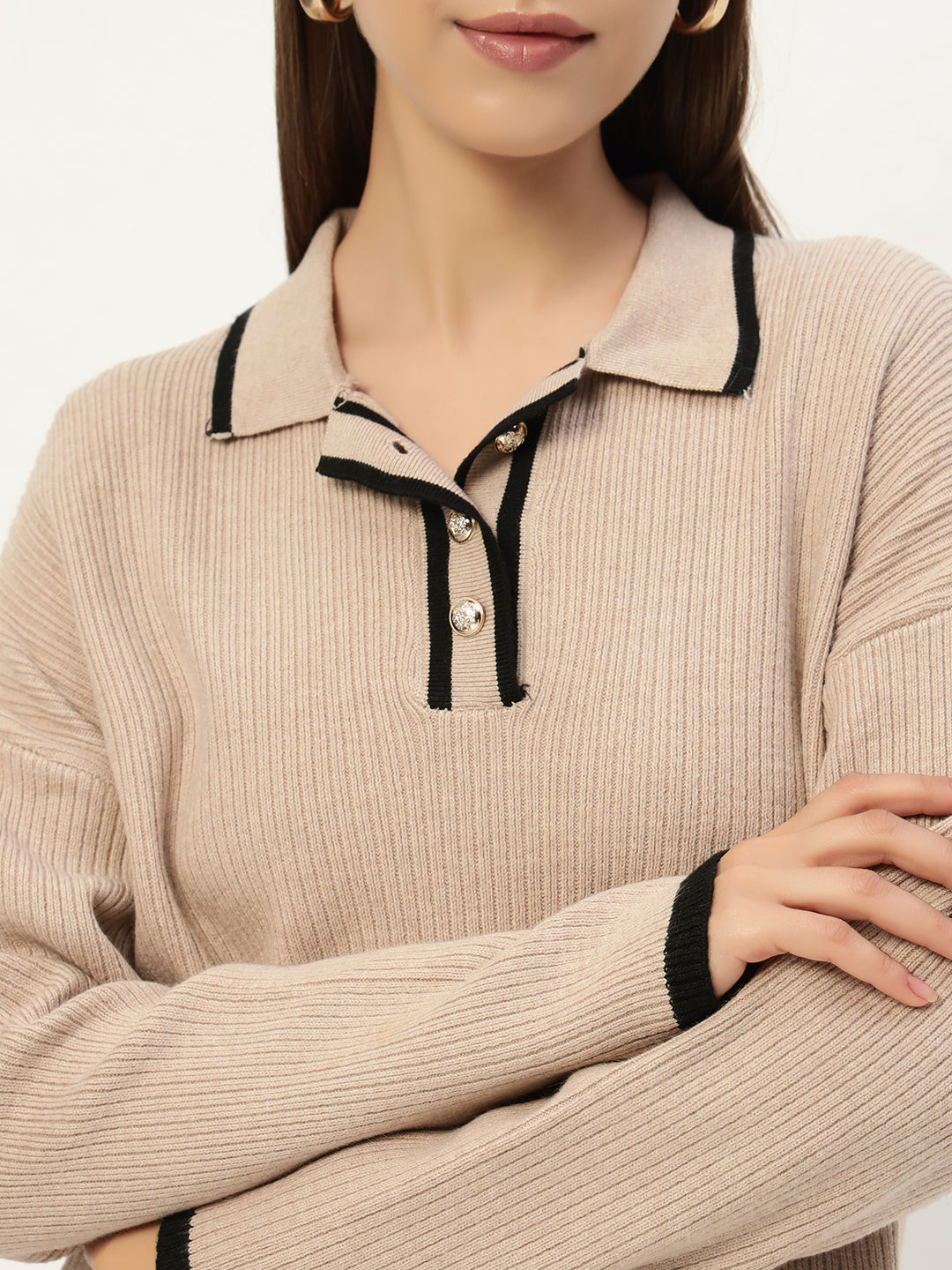 URBAN WOOLEN COORD SET LIGHT BROWN