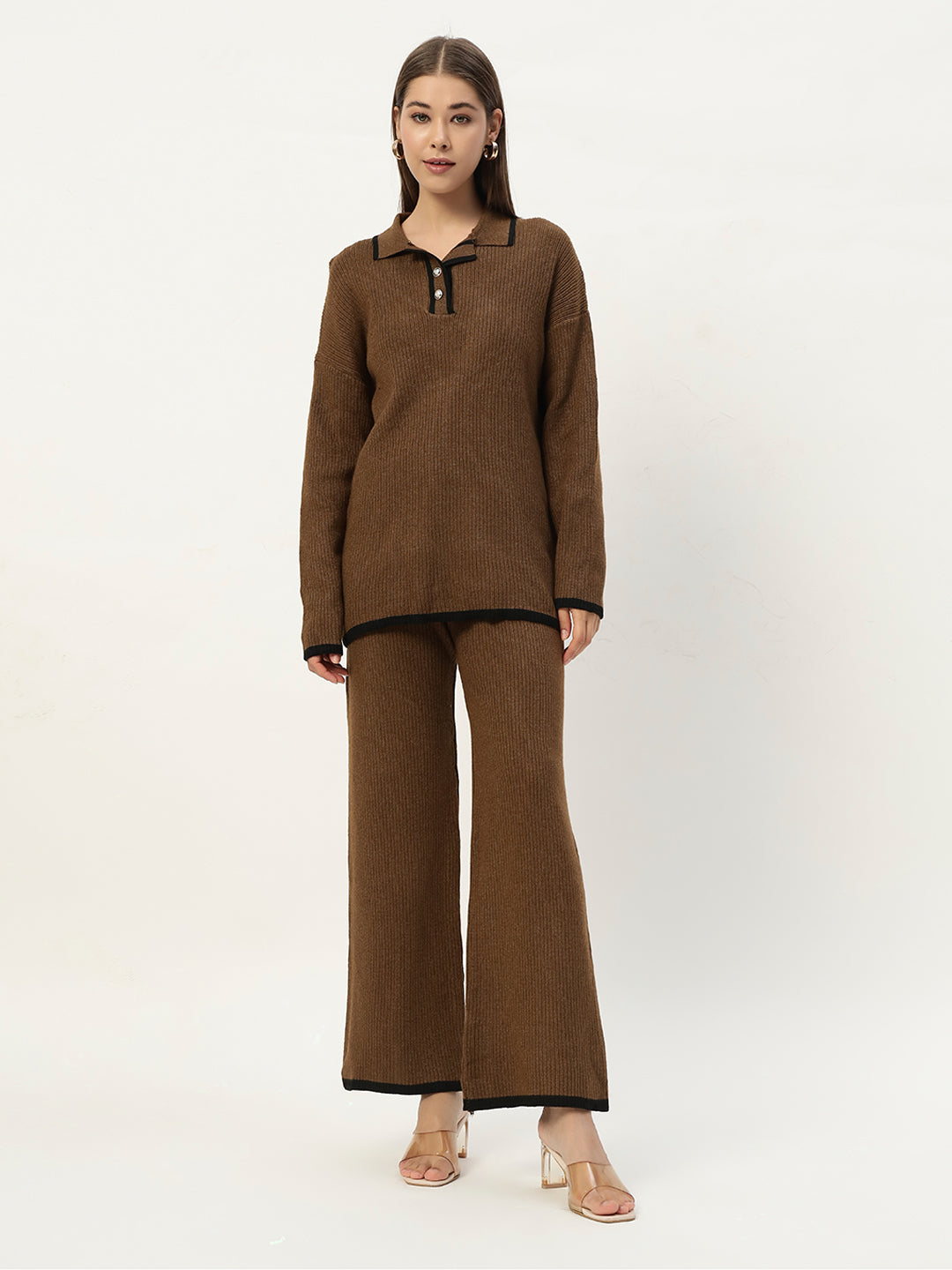 URBAN WOOLEN COORD SET BROWN