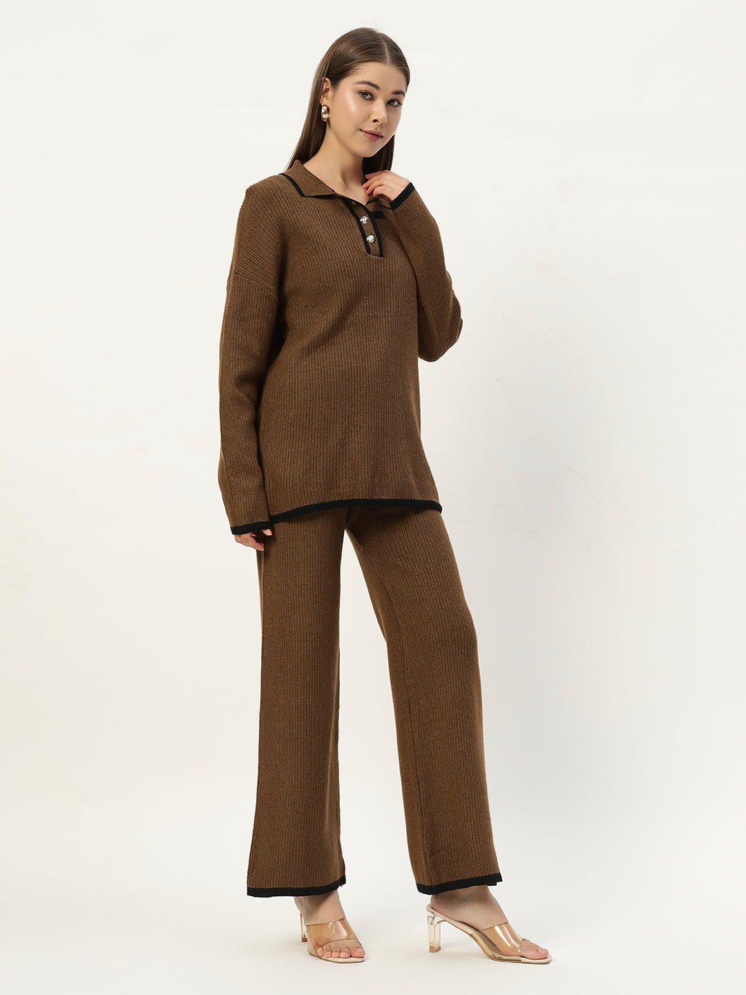 URBAN WOOLEN COORD SET BROWN