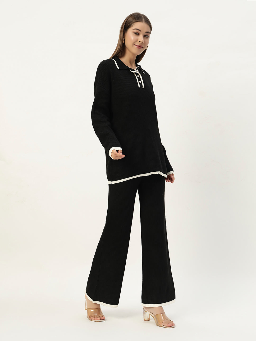 URBAN WOOLEN COORD SET BLACK