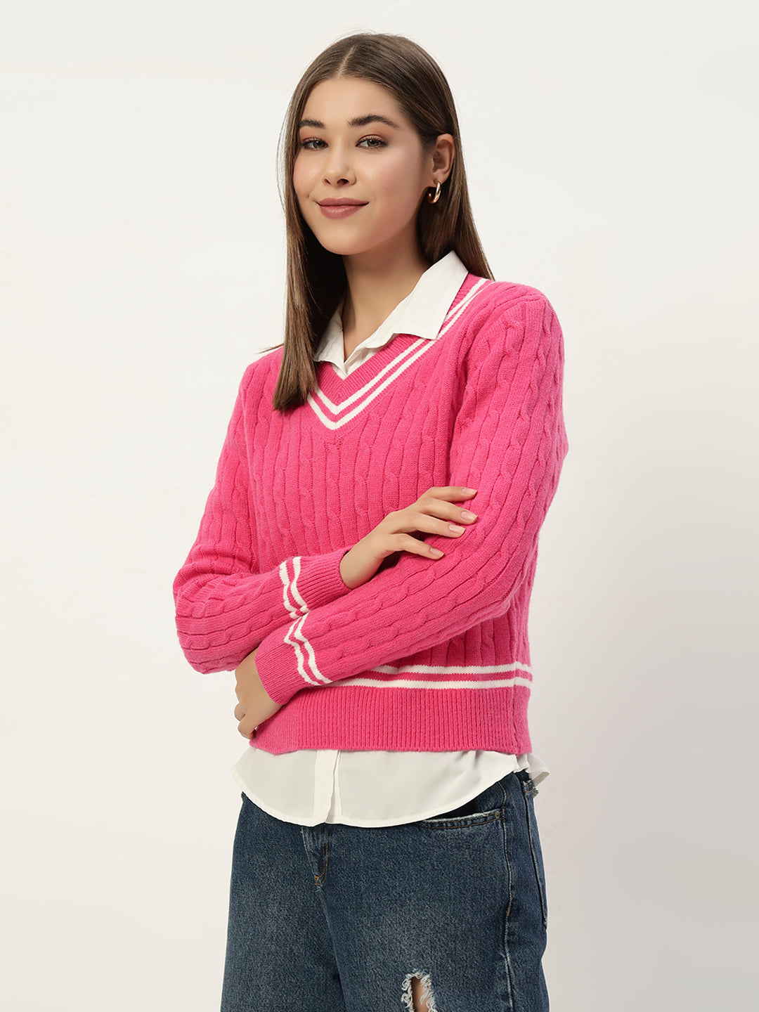OLDSKOOL JERSEY JUMPER HOT PINK