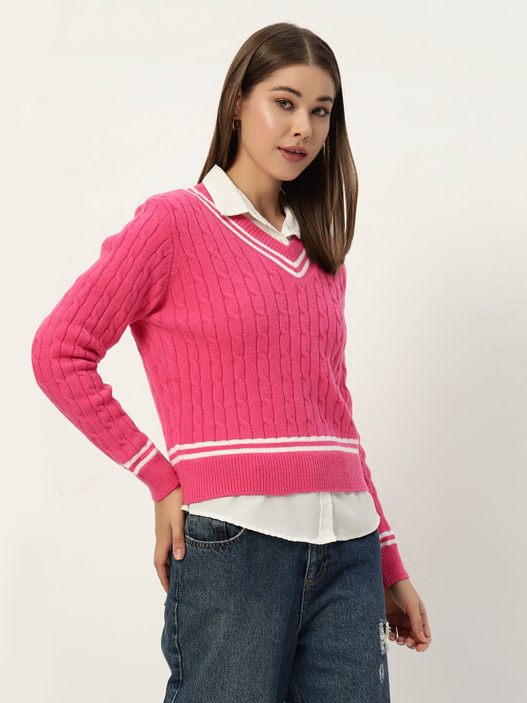 OLDSKOOL JERSEY JUMPER HOT PINK