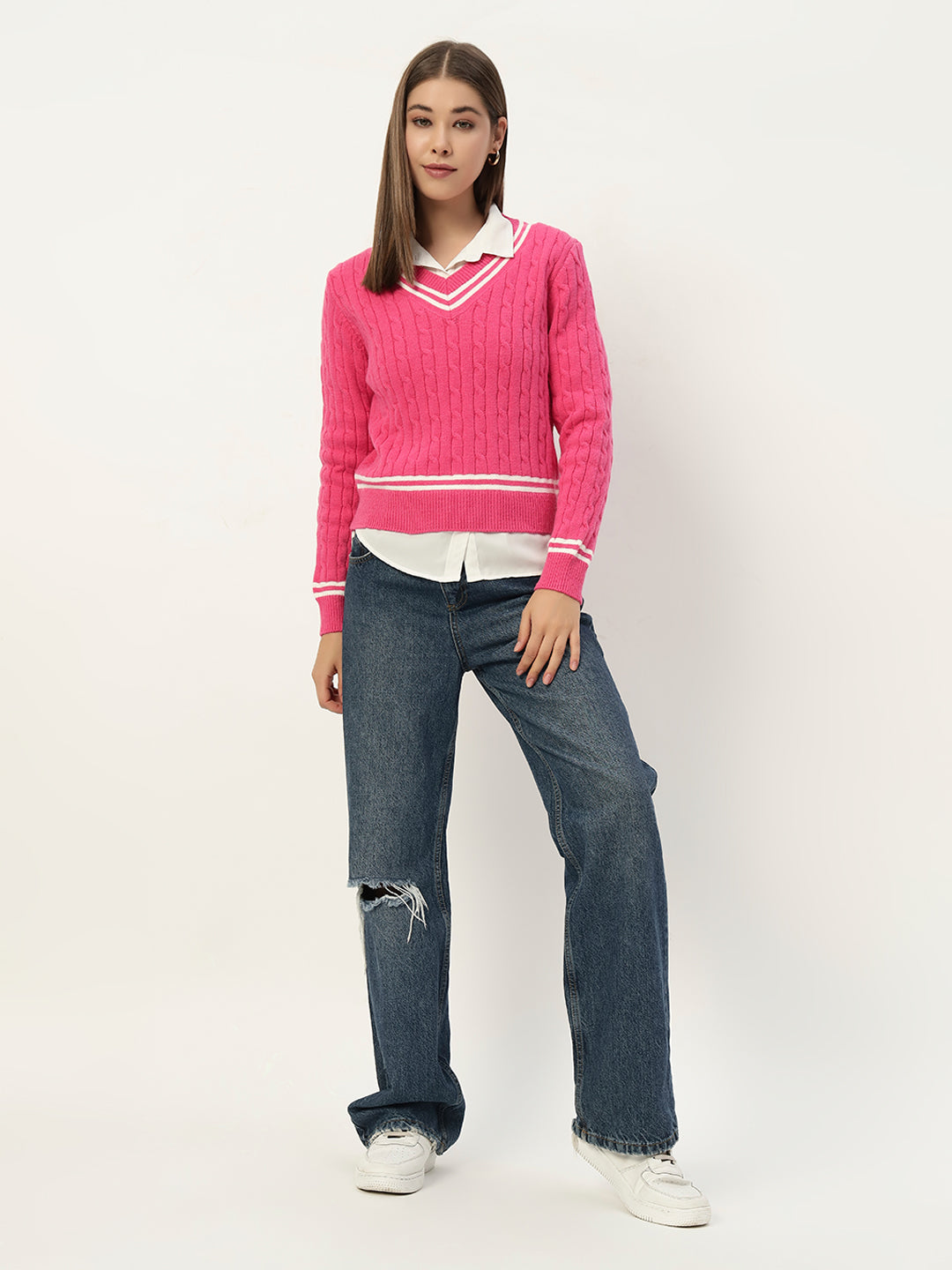 OLDSKOOL JERSEY JUMPER HOT PINK