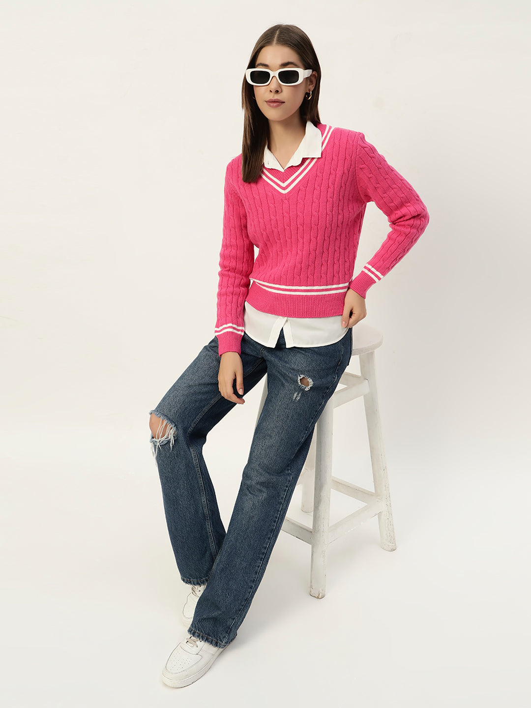 OLDSKOOL JERSEY JUMPER HOT PINK