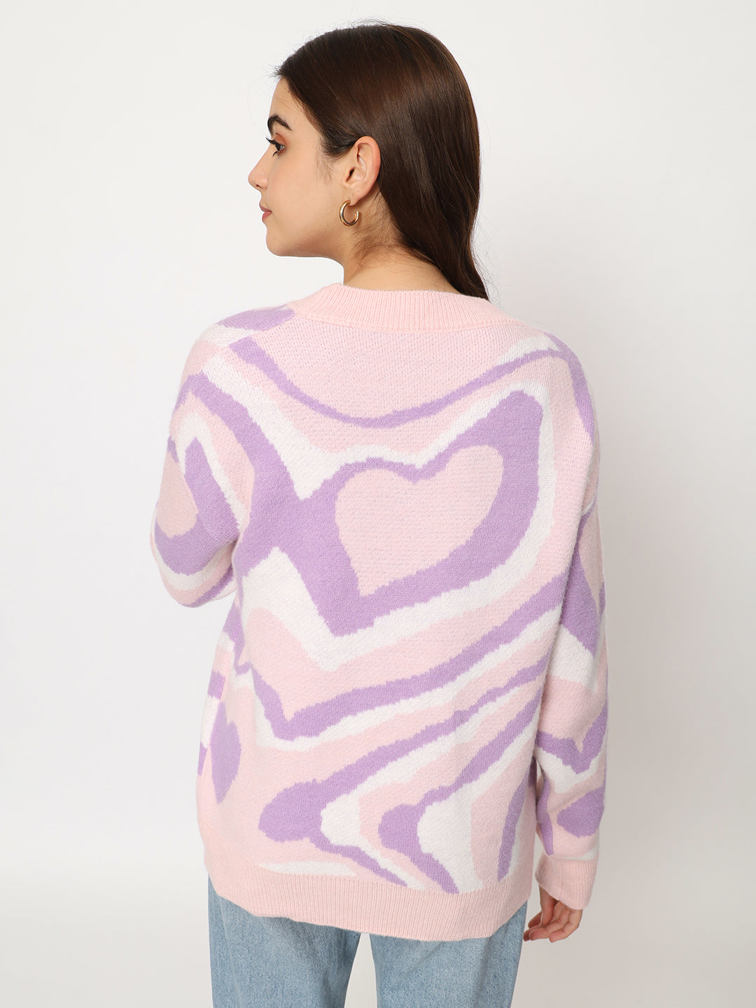 WOMEN WOOLEN TIE N DYE STYLE TOP-LILAC