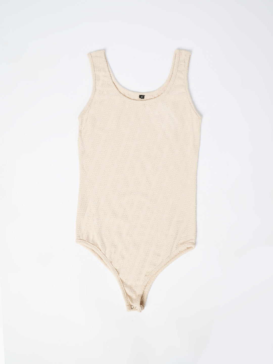 CUT SLEEVE BODYSUIT-BEIGE