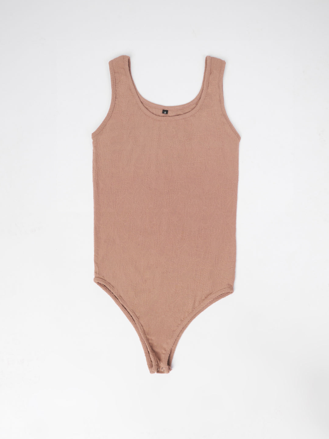 CUT SLEEVE BODYSUIT-SKINY BROWN