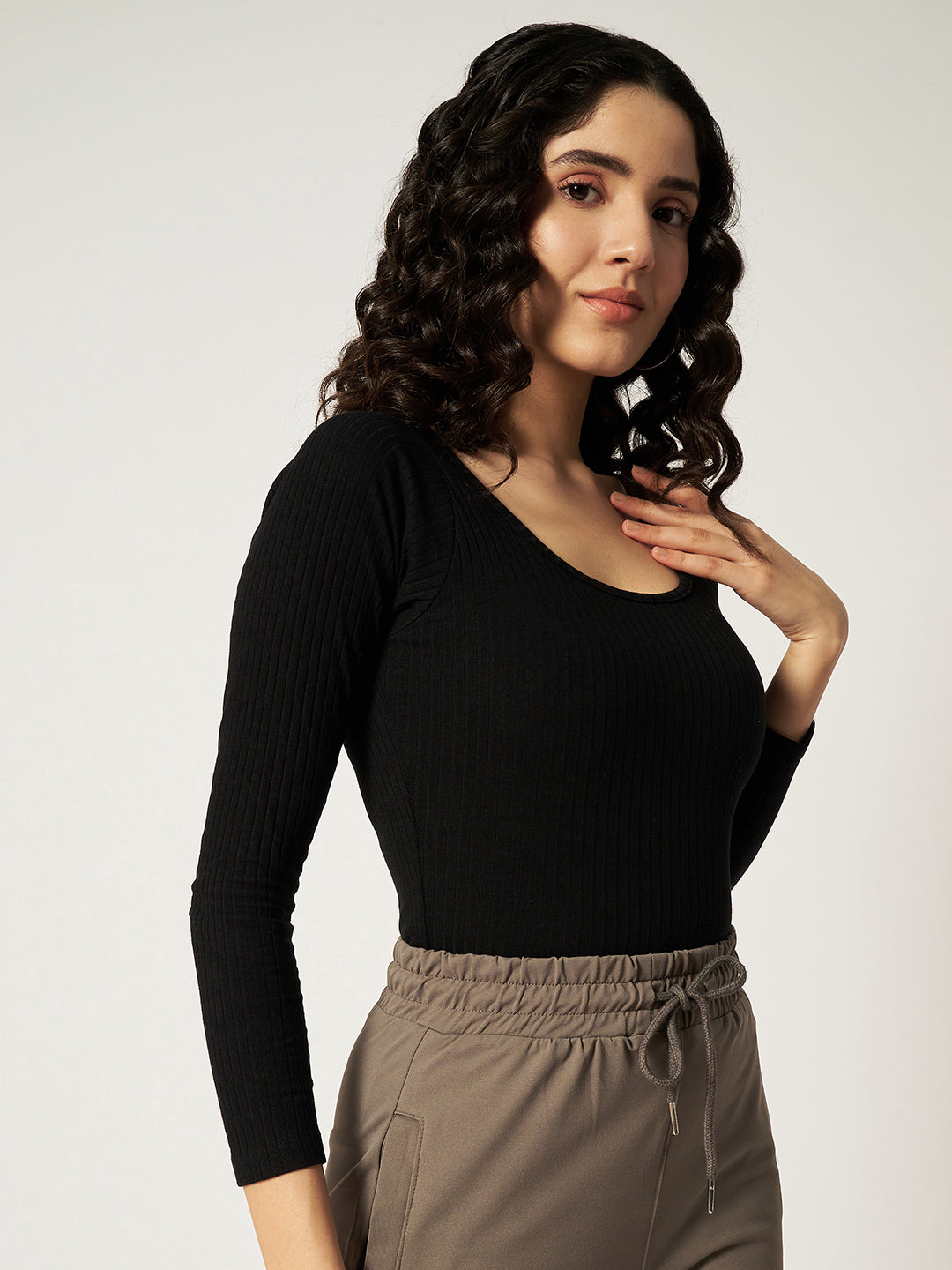 RIBBED BODYSUIT BLACK