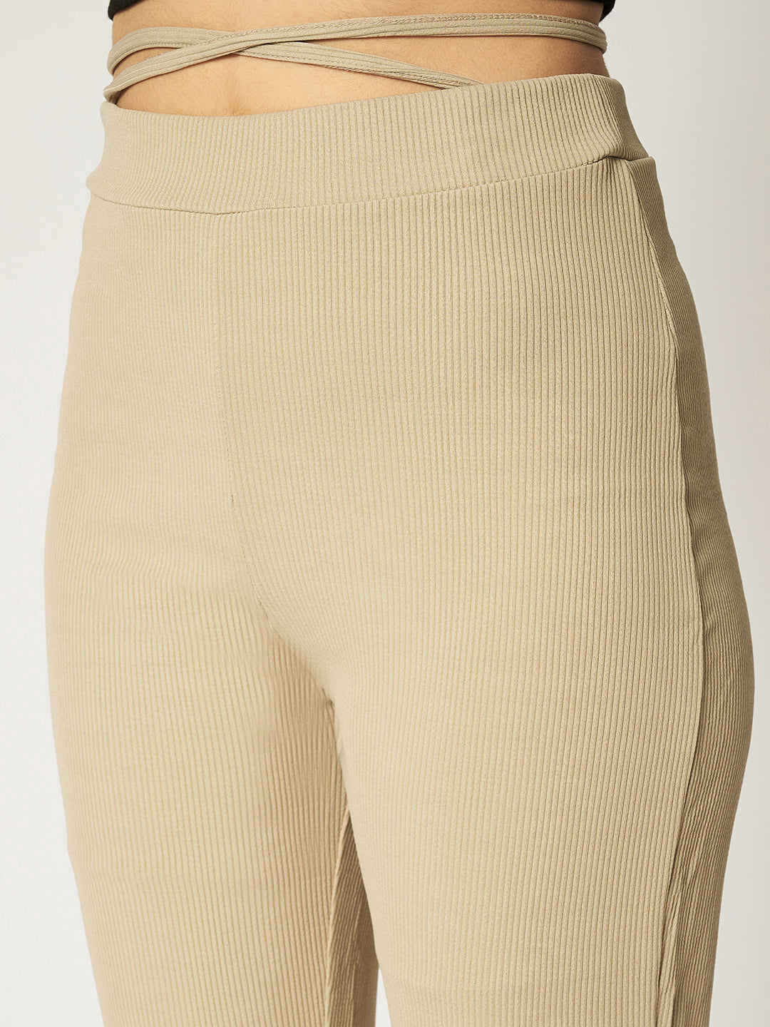 RIBBED BOOTCUT TROUSER BEIGE