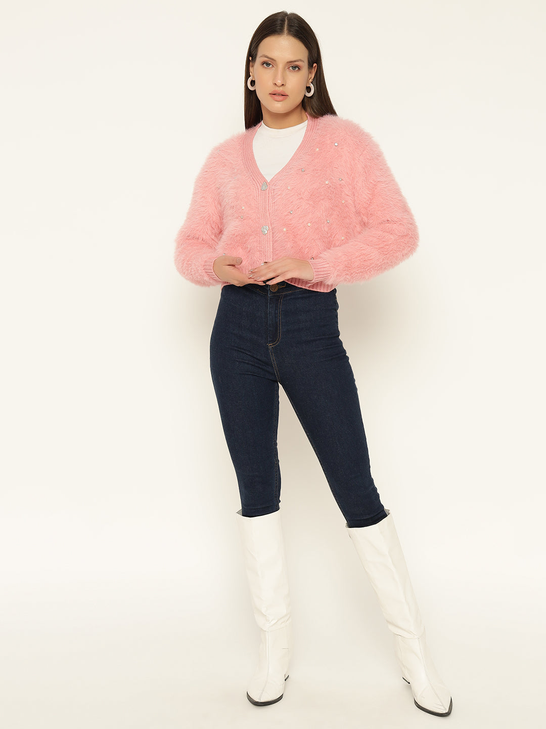 HEARTS FUR SWEATER-PINK