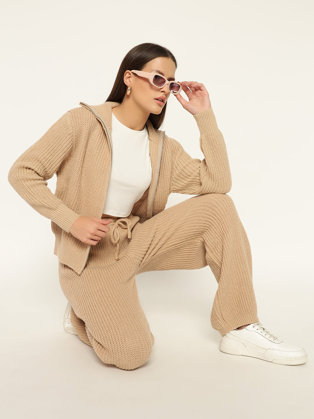 PREMIUM KNITTED CO ORDS- LIGHTBROWN