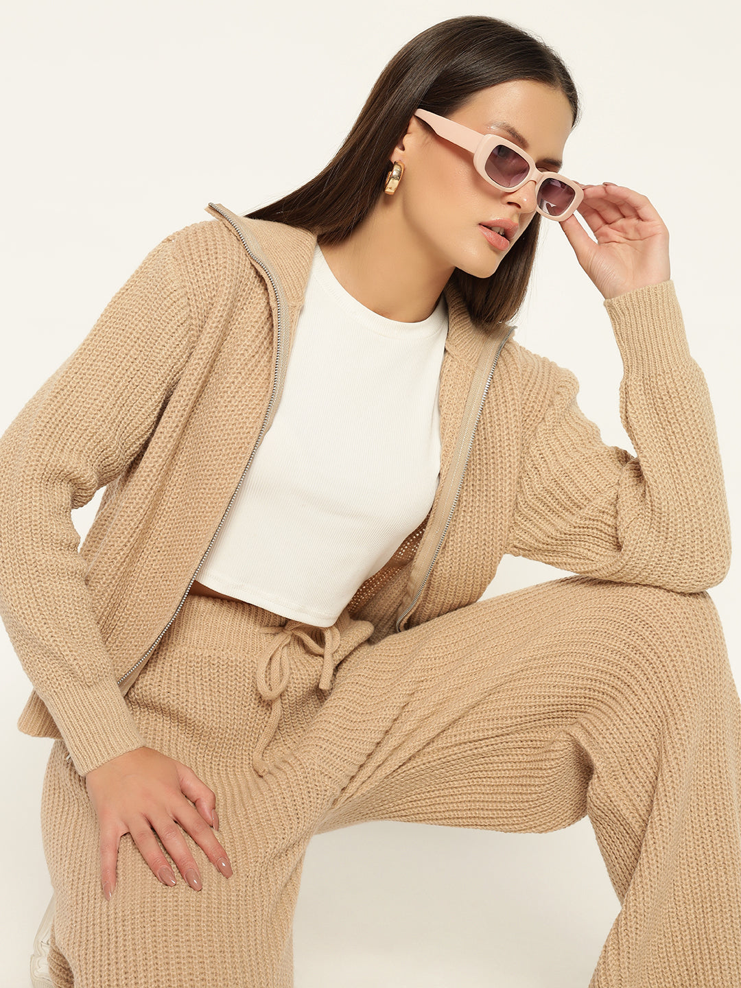 PREMIUM KNITTED CO ORDS- LIGHTBROWN