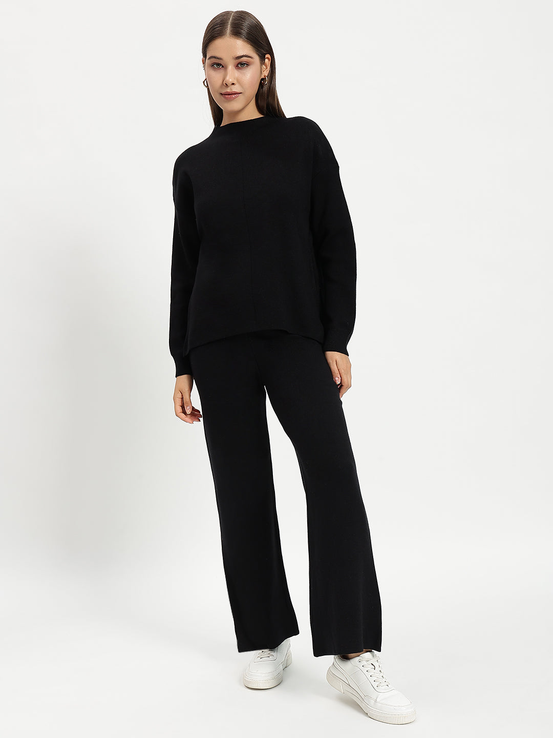WOOLEN SOLID CO ORD BLACK