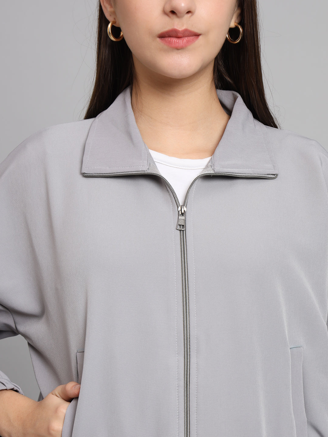 BAGGY CROP JACKET-GREY