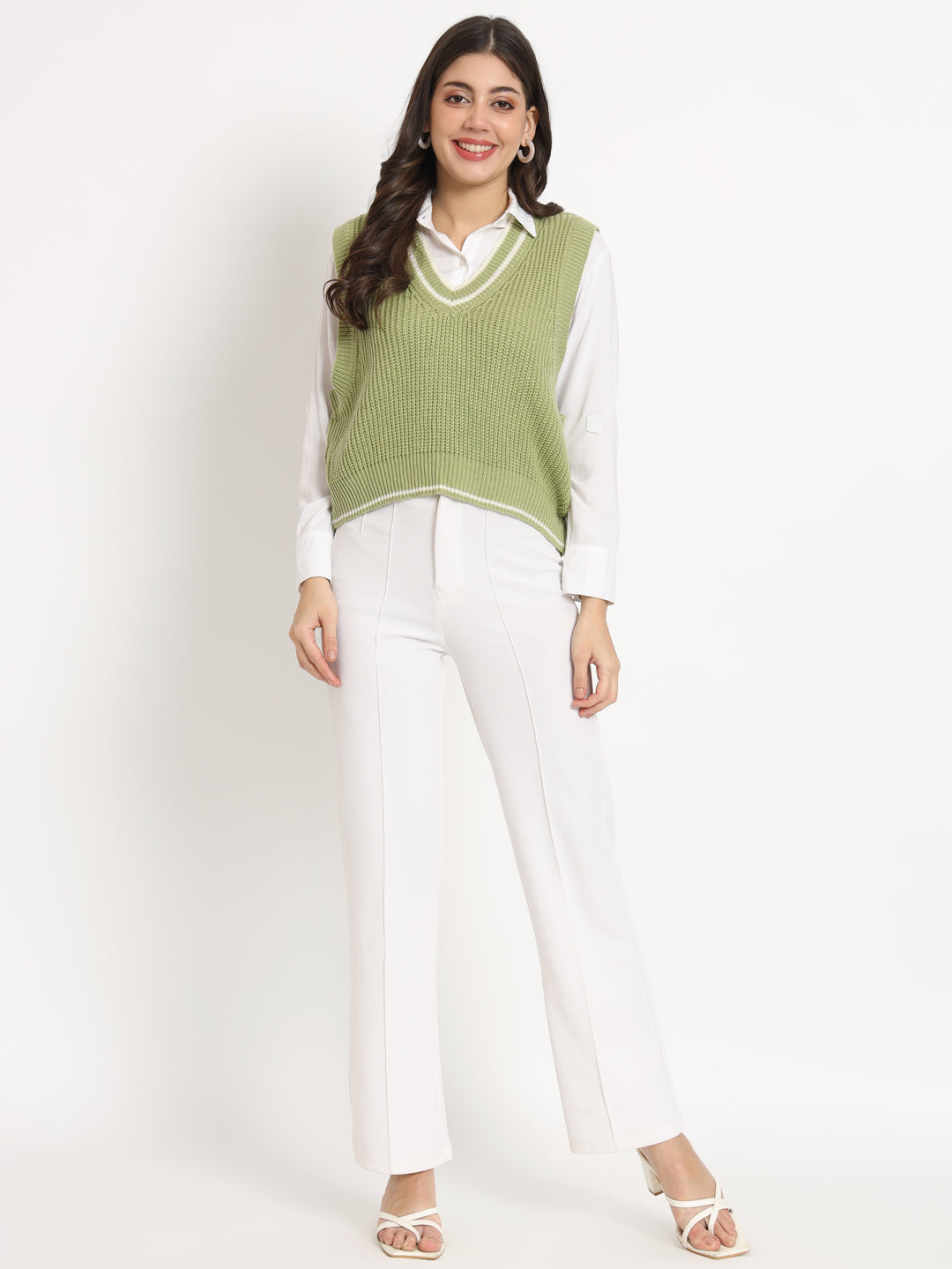 Vintage Women Jersey Sweater-Green