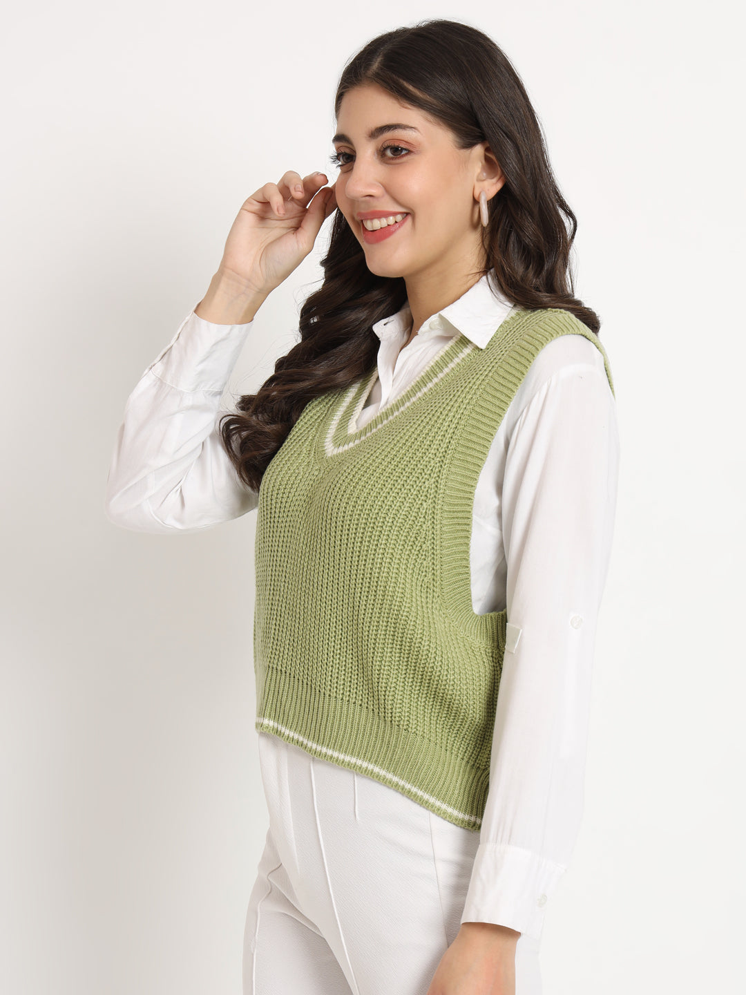 Vintage Women Jersey Sweater-Green